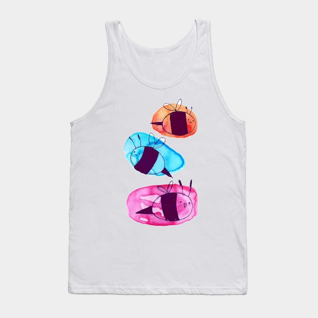 Colorful Watercolor Bees Tank Top by saradaboru